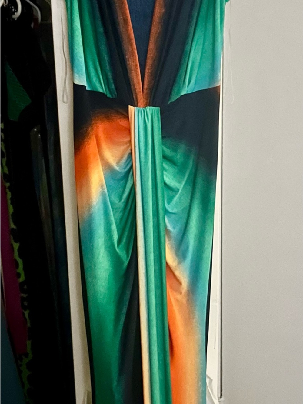 Green and Orange Gradient Maxi Dress